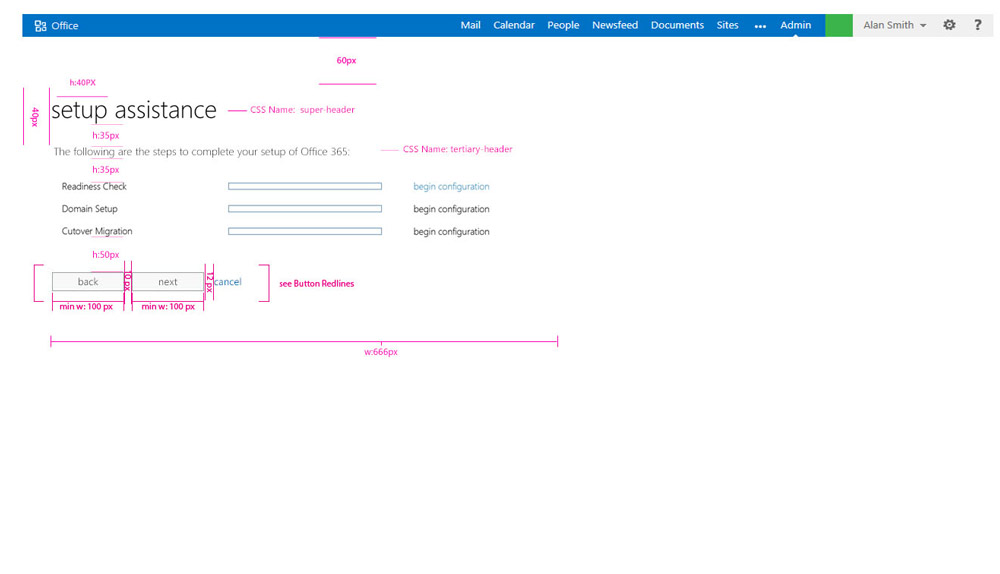 redlines and measurements on the setup assistant screen