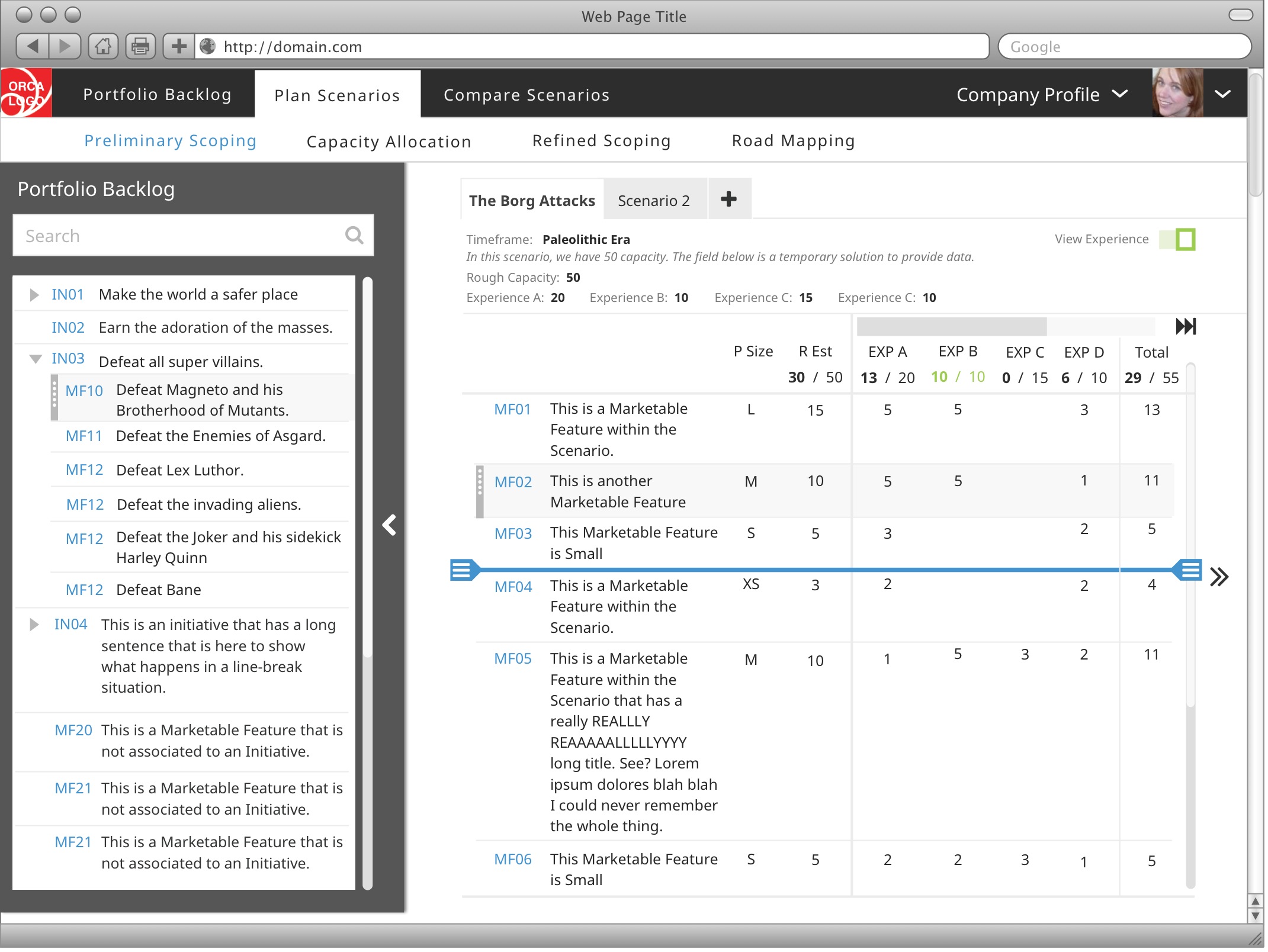 high fidelity mock of demand screen with expertise shown and drawer open