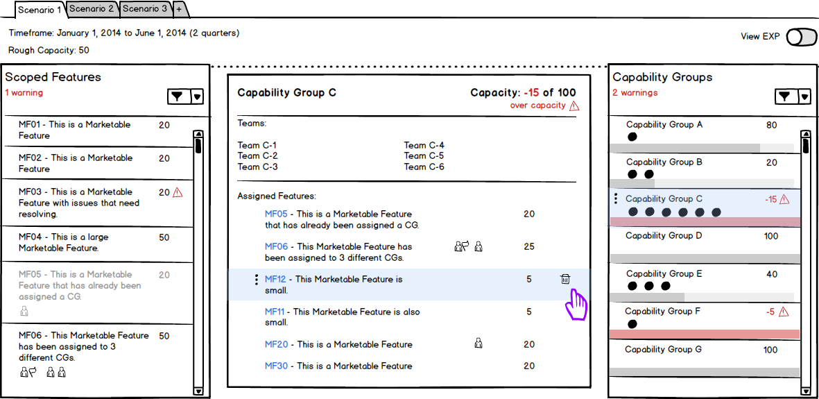 balsamiq sketch of resource allocation`