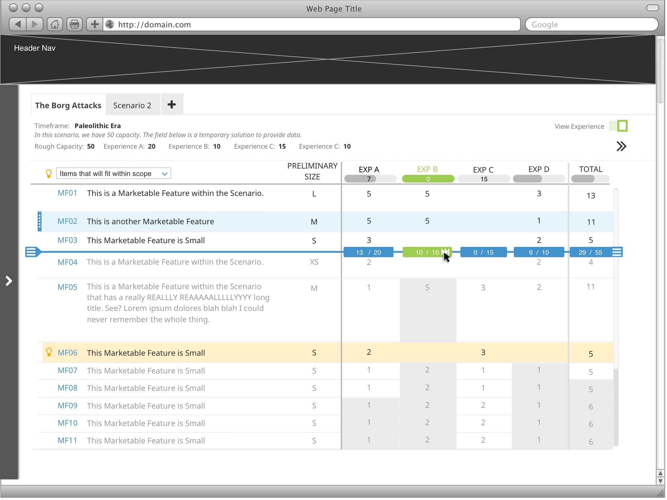 high fidelity mock of scoping demand